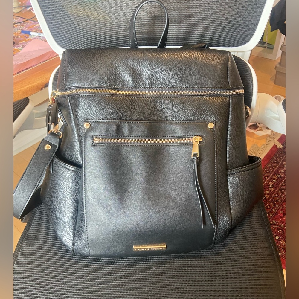 Poppy and Peonies Black Commuter Backpack